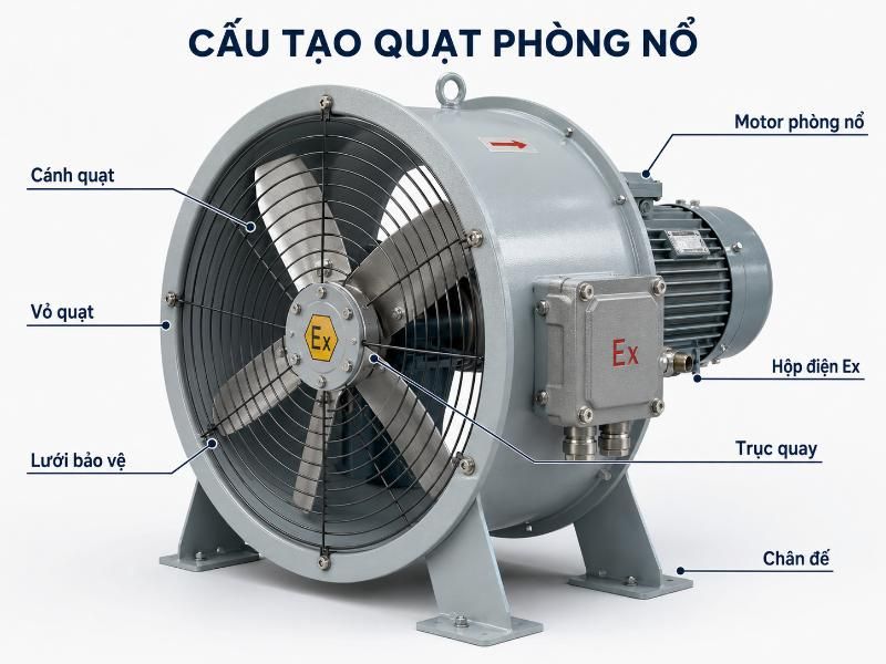 Cấu tạo quạt phòng nổ