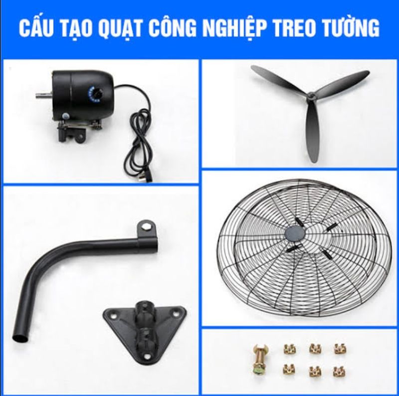 11+ Mẫu quạt công nghiệp treo tường công suất lớn, giá tốt 2026 2 Cấu tạo của quạt công nghiệp treo tường