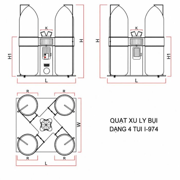 Máy xử lý bụi công nghiệp I-9104 - 4 túi 5 May xu ly bui cong nghiep I 9104 4 tui