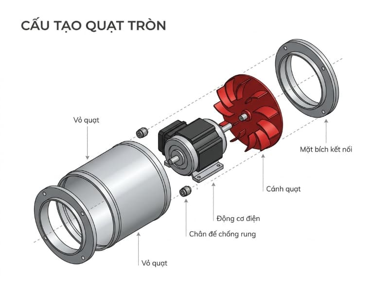 Cấu tạo quạt hướng trục cao áp
