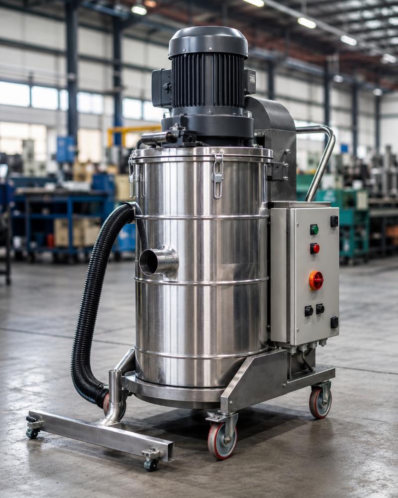 Máy hút bụi công nghiệp 3 pha dạng công suất lớn hỗ trợ vệ sinh liên tục trong môi trường sản xuất