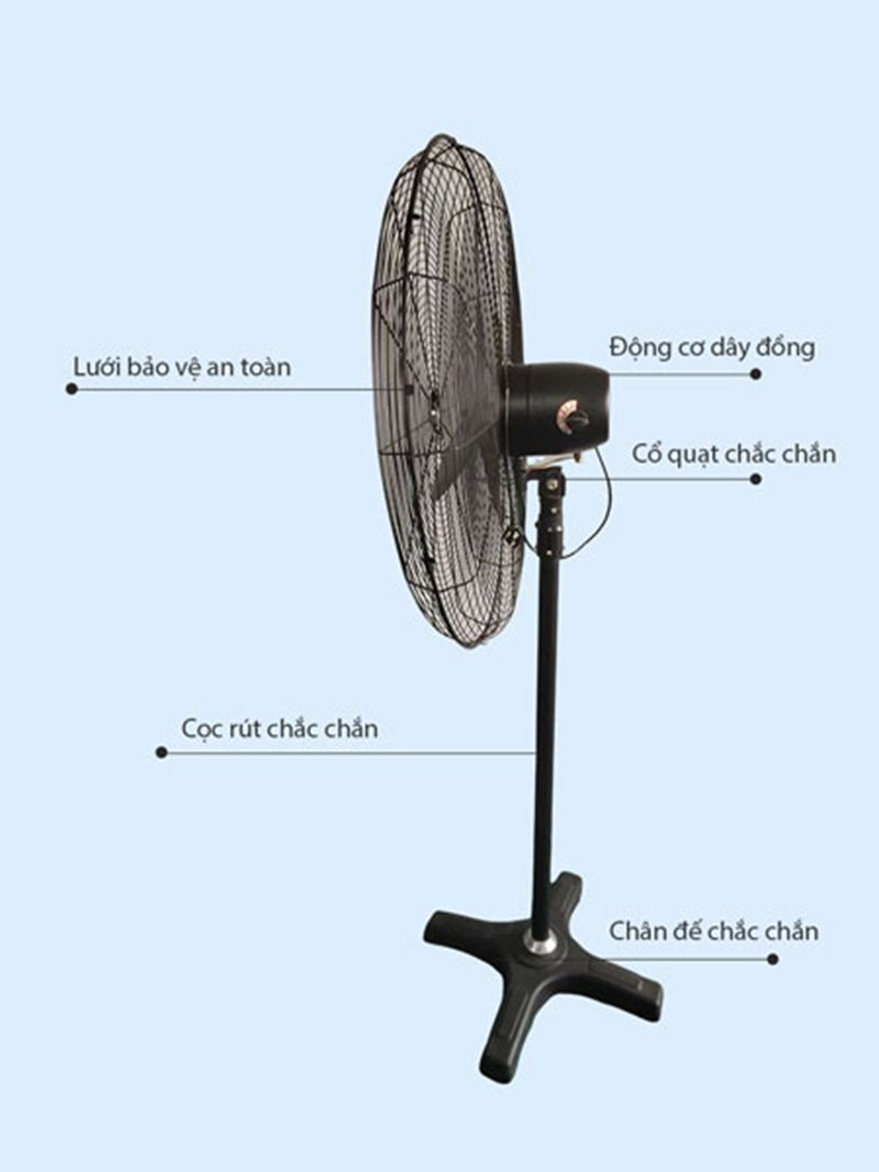Cấu tạo của quạt đứng công nghiệp