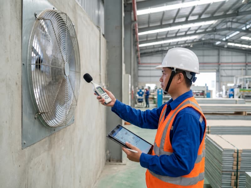 Cách chọn quạt hút công nghiệp không ồn chạy êm, khỏe 6 Đo kiểm âm lượng thực tế tại vị trí làm việc giúp chọn cấu hình quạt hút công nghiệp hiệu quả nhất.