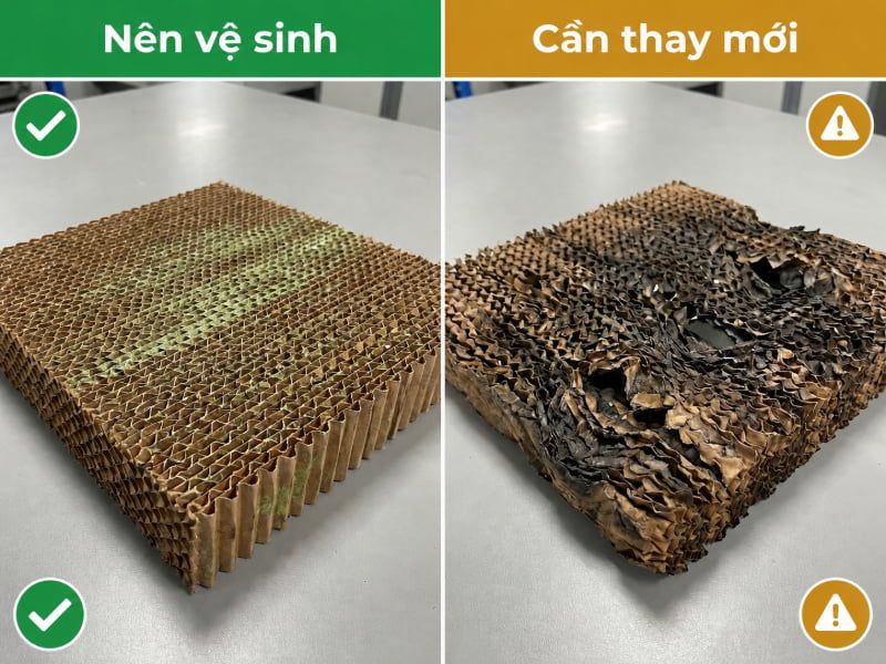 Đối chiếu thực tế giúp nhận biết khi nào nên vệ sinh tiếp và khi nào cần thay tấm mới.