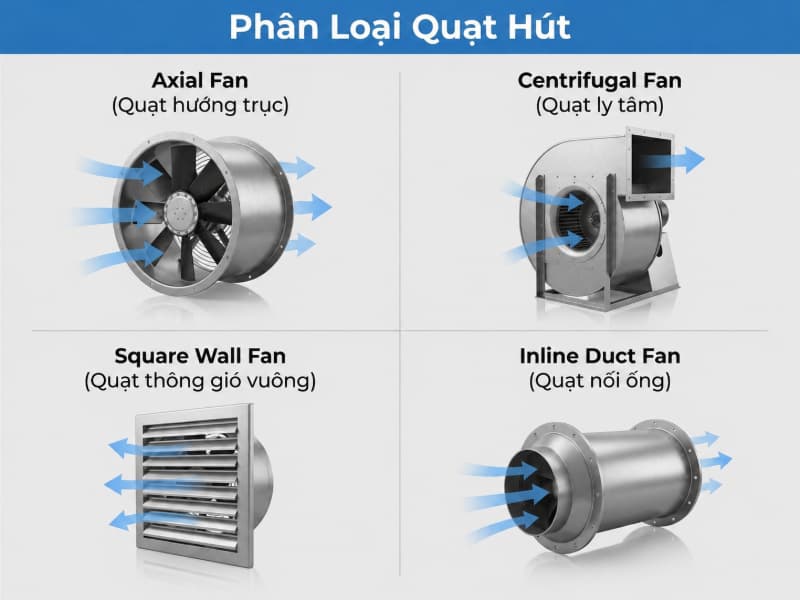 Cách chọn quạt hút công nghiệp không ồn chạy êm, khỏe 3 Mỗi loại quạt hút công nghiệp có ưu điểm riêng về áp suất, phù hợp với từng vị trí lắp đặt.