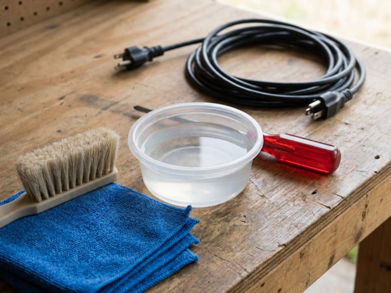 Cách vệ sinh quạt hơi nước tại nhà an toàn và sạch sâu 2 Rút phích điện và dùng dụng cụ mềm để vệ sinh quạt hơi nước an toàn.