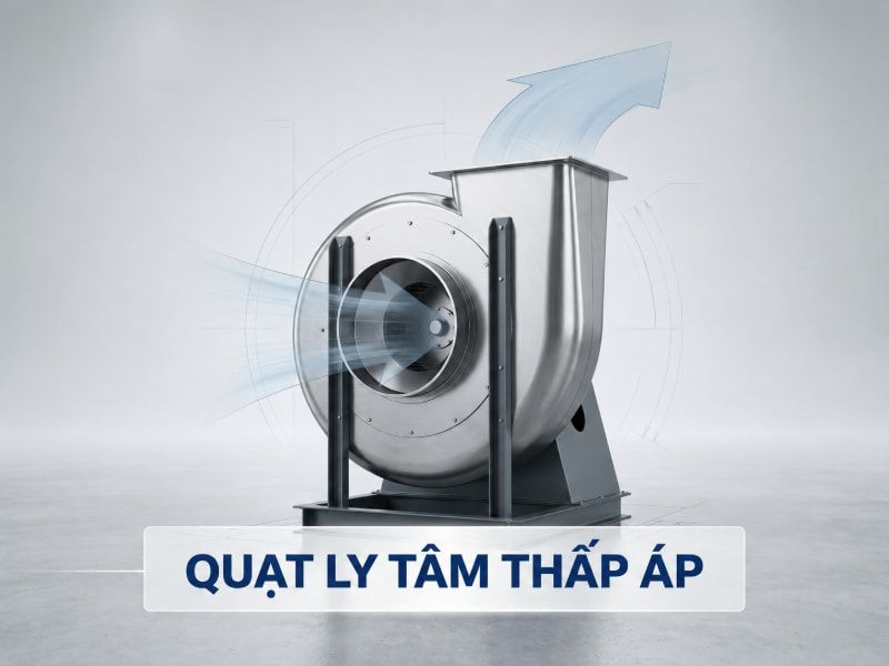 Thiết kế vỏ hình sên của quạt ly tâm thấp áp giúp tạo lưu lượng gió lớn cho hệ thống.