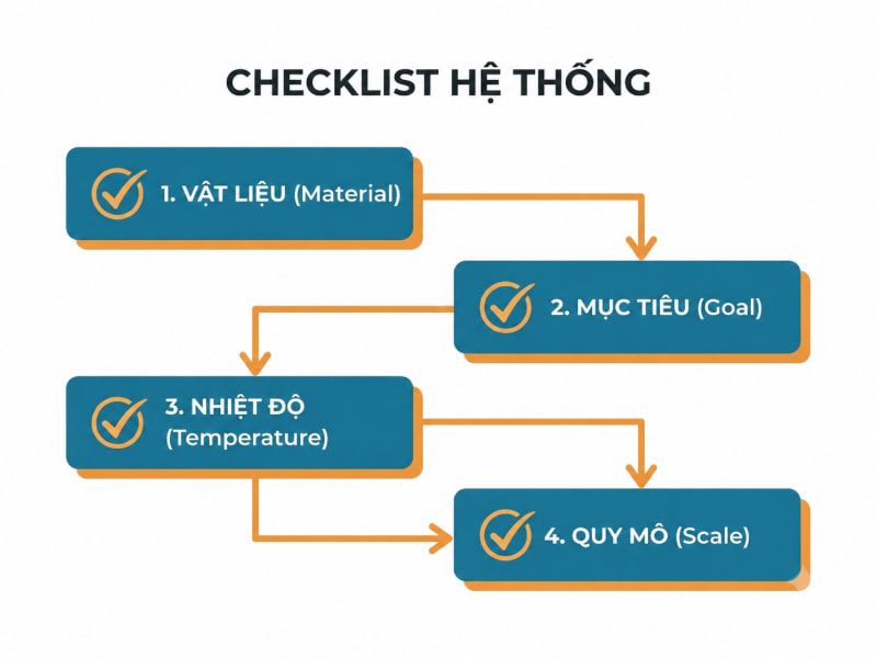 Xác định rõ đặc tính vật liệu và mục tiêu sấy trước khi tính toán công suất thiết bị.