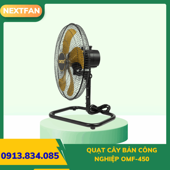 QUẠT CÂY BẢN CÔNG NGHIỆP OMF-450 5 quat ly tam cao ap 9 19a 6.3A 3 1