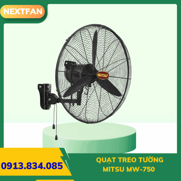 QUẠT TREO TƯỜNG MITSU (Tiêu chuẩn) MW-750 4 quat ly tam cao ap 9 19a 6.3A 3 2