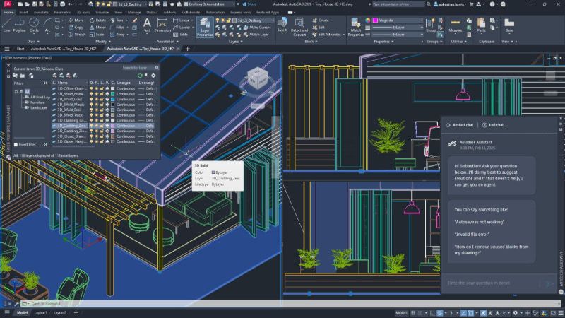 Đánh giá AutoCAD 2026 tính năng, cấu hình và cách cài đặt 2 Autodesk Assistant trong AutoCAD 2026 hỗ trợ người dùng tra cứu lệnh, hướng dẫn thao tác và tối ưu quy trình thiết kế.