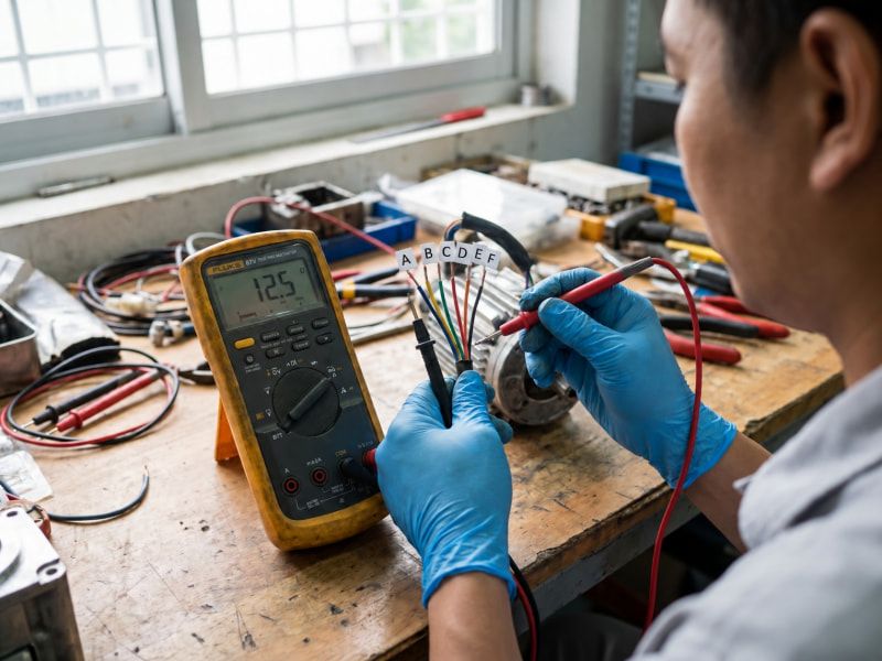 Sơ đồ đấu dây quạt hơi nước 6 dây và cách đo cuộn chính xác 3 Đo thông mạch bằng đồng hồ vạn năng để xác định chính xác các cặp dây cùng cuộn.