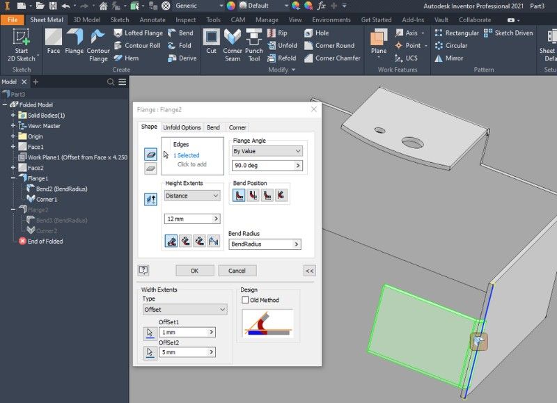 Công cụ Sheet Metal thiết kế và điều chỉnh chi tiết kim loại tấm trong Autodesk Inventor