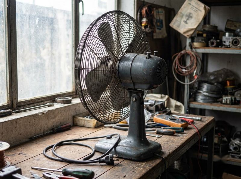 Quạt điện bị kêu và cách xác định lỗi để xử lý an toàn hơn 4 Sắp xếp chi tiết quạt cùng phích cắm ngắt rời giúp thao tác kiểm tra an toàn, tuần tự từ ngoài vào trong.