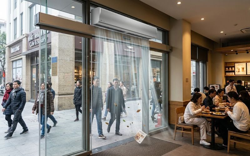 Quạt cắt gió (Air Curtain) tạo ra bức tường khí lưu thông liên tục